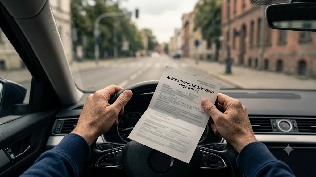 Vairuotojas su administracinio nusižengimo nutarimu rankose