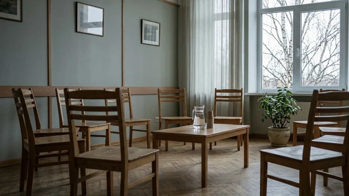 Ratu sustatytos kėdės prevencinių užsiėmimų patalpoje
